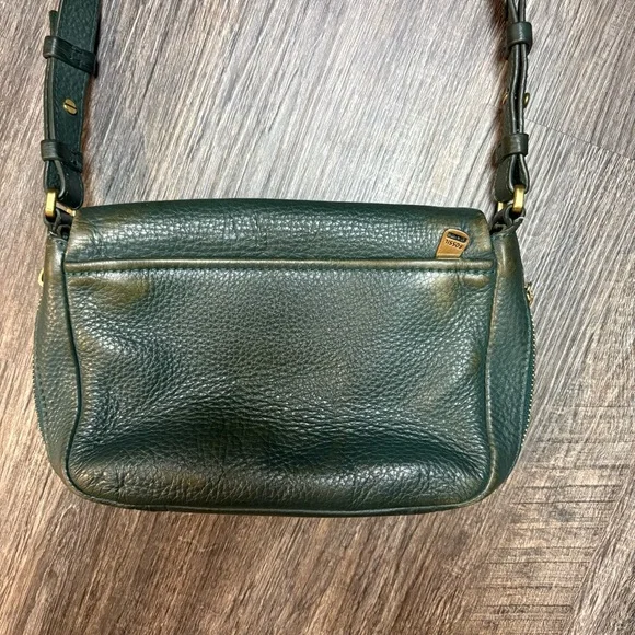 Fossil Leather Crossbody Purse - forest green leather, gold hardware. - Picture 10 of 14